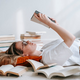 A woman reading a book