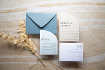 Half arch wedding invitations
Blue invitations
Beach invitations