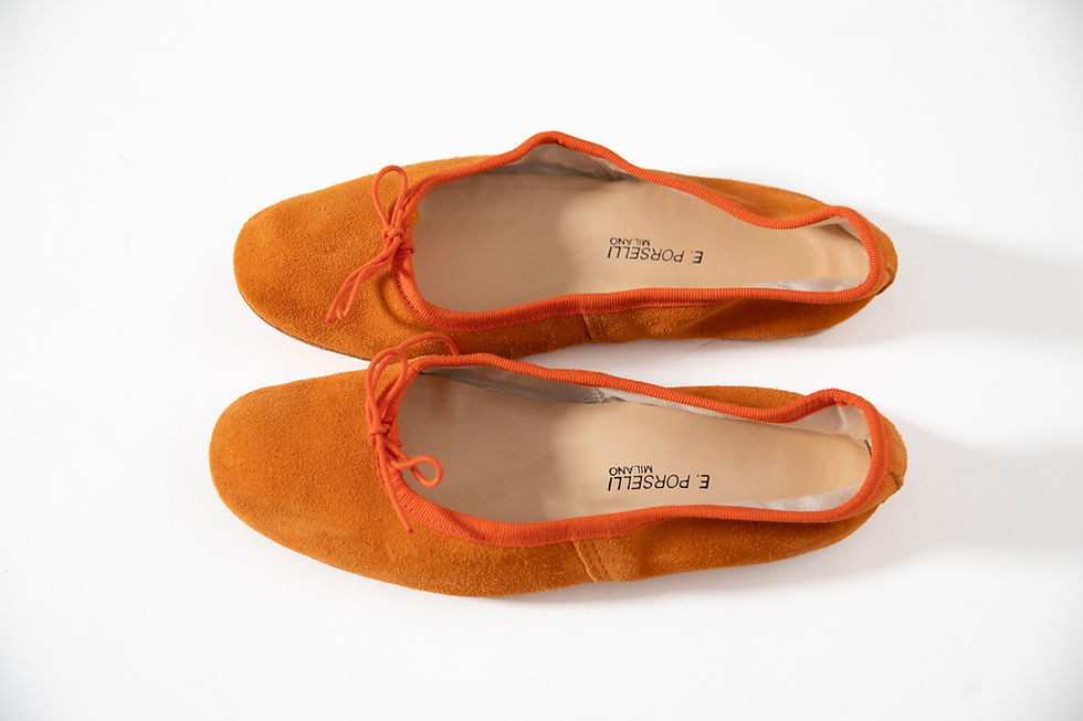 PORSELLI MILANO - Ballerine da strada arancio camoscio