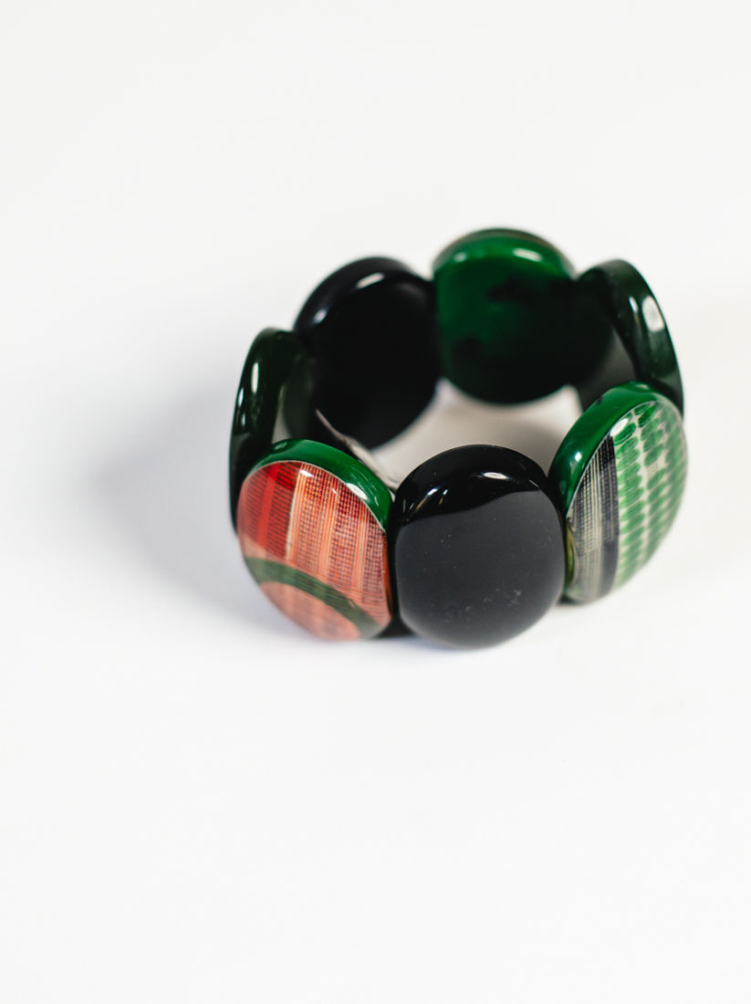 Miniatura: DONATELLA PELLINI MILANO - Bracciale Resina verde rosso