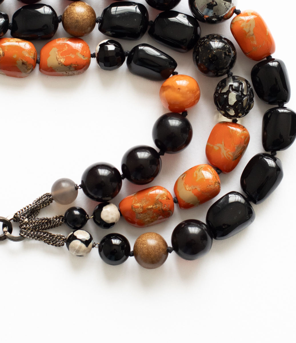 DONATELLA PELLINI MILANO - Collana lunga più fili agata