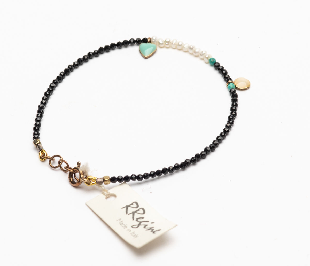 RREGINE / Bracciale cuore azzurro e pietre semipreziose