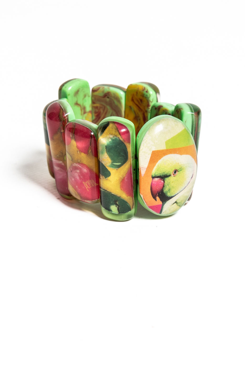 Miniatura: DONATELLA PELLINI MILANO - Bracciale elastico verde e rosa