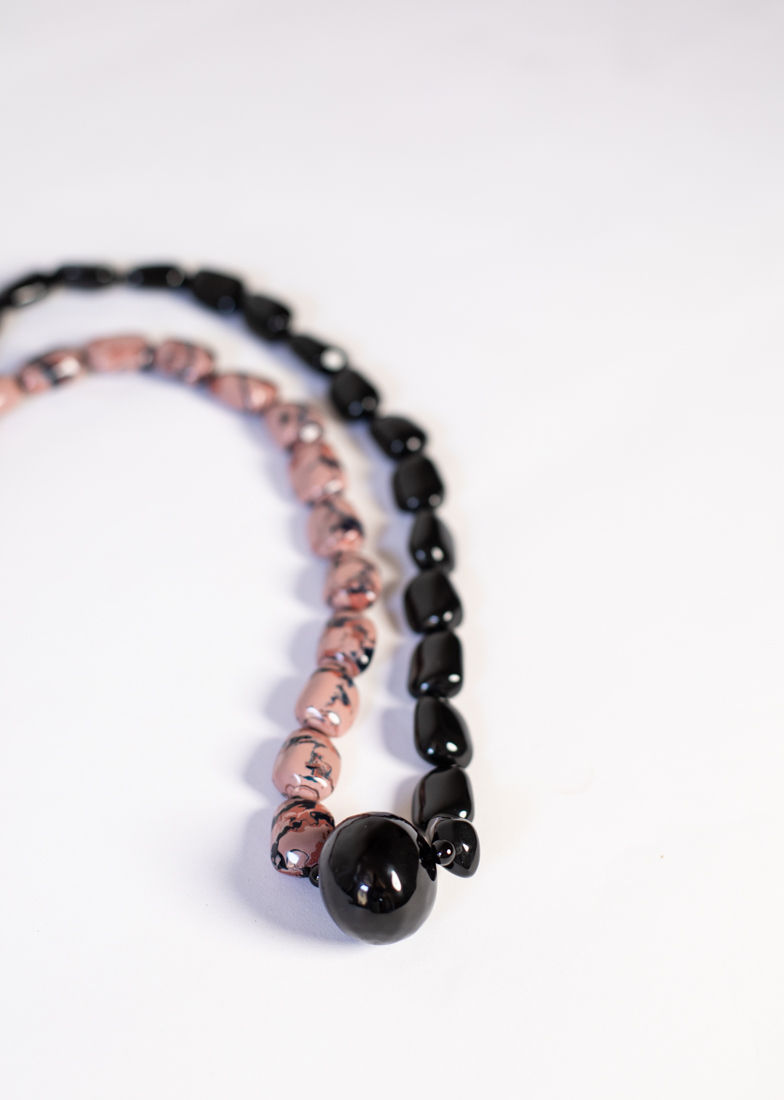 Miniatura: DONATELLA PELLINI MILANO - Collana resina nera e rosa