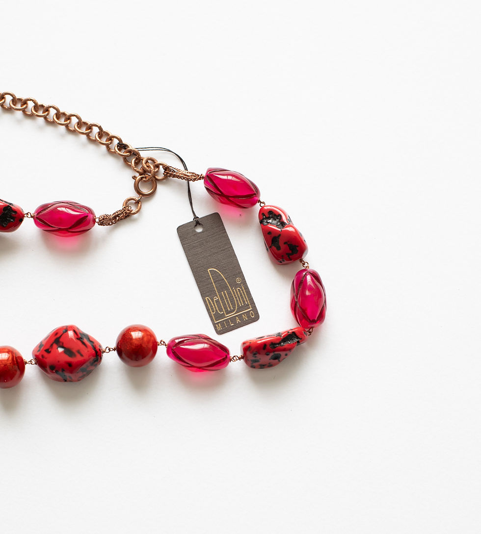 Miniatura: DONATELLA PELLINI MILANO - Collana lunga resina  rossa e fucsia