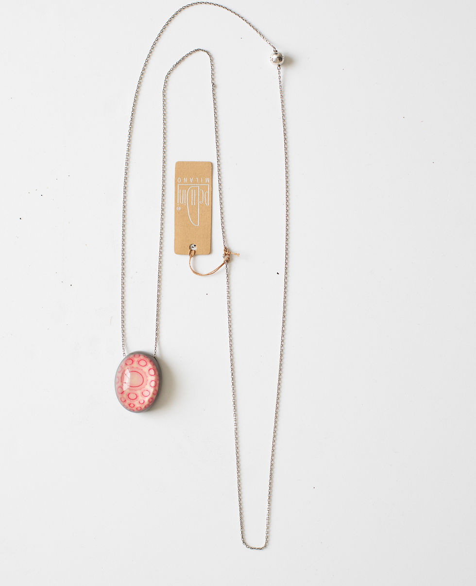 Miniatura: DONATELLA PELLINI MILANO - Collana lunga resina ovale rosa