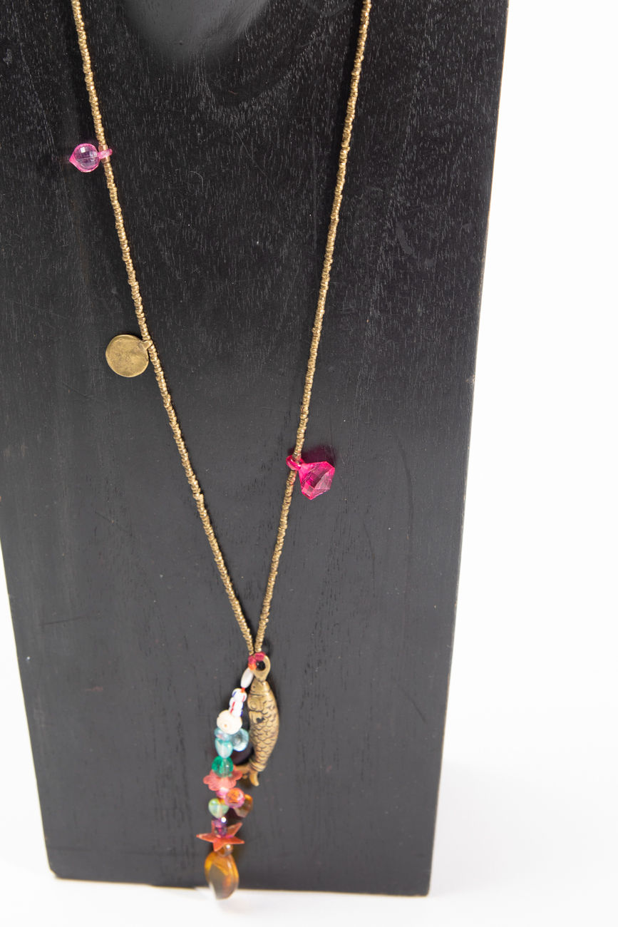 Miniatura: NINA DES CRIQUETS - Collana di peline con rosellina corallo