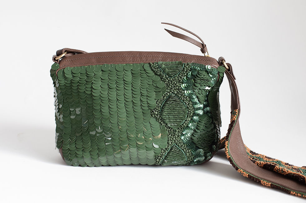 Miniatura: JAMIN PUECH - Borsa pelle, paillettes e ricami