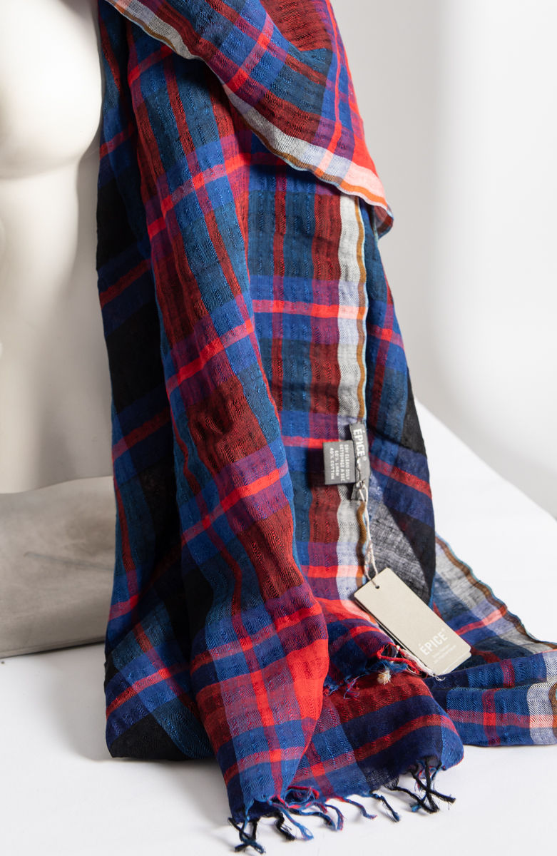 Miniatura: ÉPICE Parigi - Foulard quadri rosso e blu