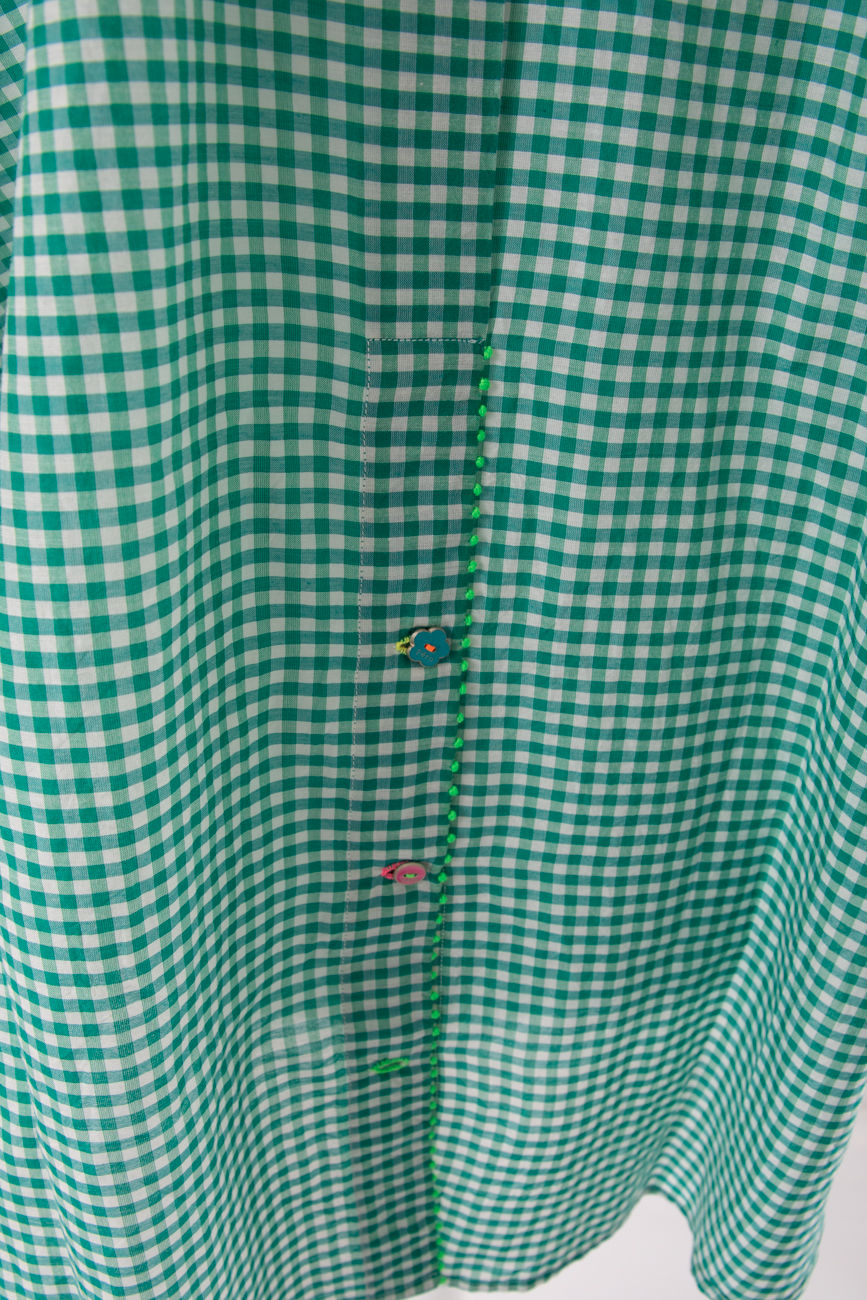 Miniatura: PERO - Camicia cotone quadretti verde Péro