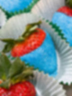 Strawberries dipped in blue coating
