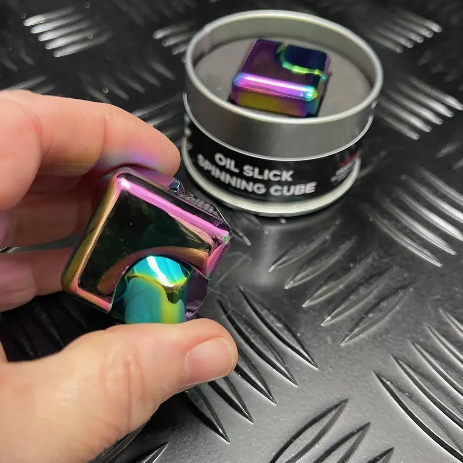 Square Spinning Cube in Oil Slick