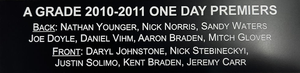 2010/2011 A Grade One Day Premiers Names