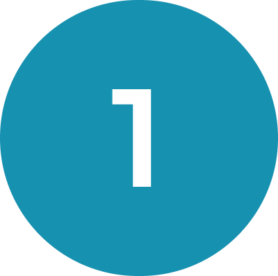 Number 1 inside a teal circle