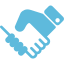 Blue icon of two hands shaking