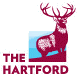 The Hartford logo featuring a stag on a blue background