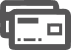Icon of two overlapping credit cards or identification cards