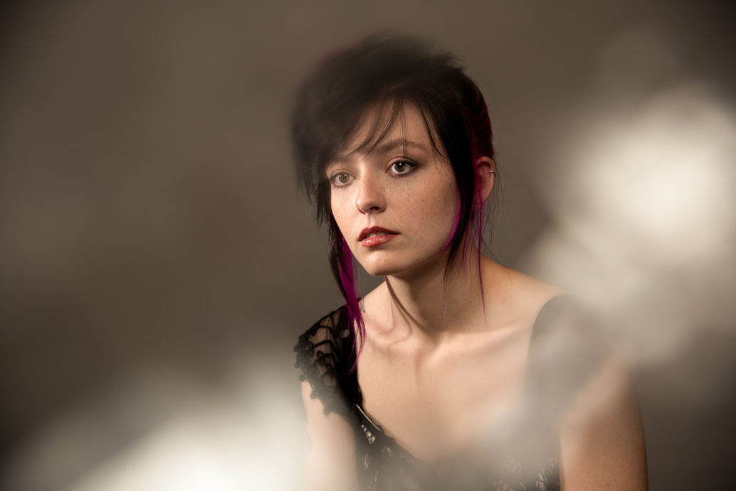 Studio portrait of singer songwriter Callum with in-camera blur effects shot in Baltimore by Roy Furchgott.