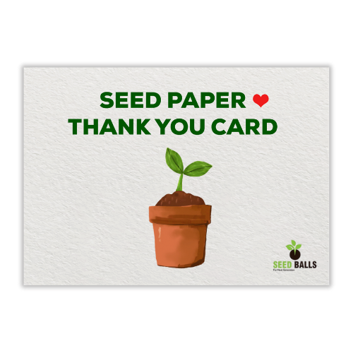 Plantable thank you card with embedded flower and herb seeds for eco-friendly sustainable packaging by Femi9 Energy