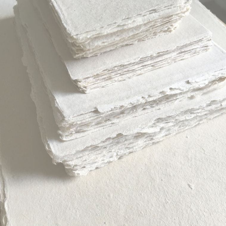 Handmade paper sheets, various sizes, shop, recycled deckled edge paper