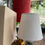 Thumbnail: Three handmade paper lampshades: red, beige, white