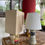 Thumbnail: Three lamps with various handmade paper shades and bases