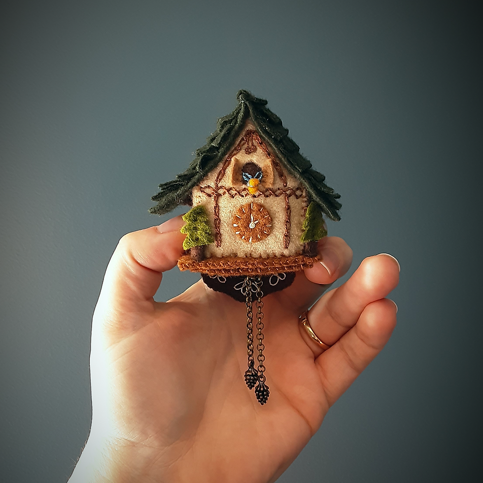 Thumbnail: Cuckoo Clock - Felt Brooch - PDF Pattern