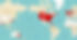 map of earth with red hearts across many countries