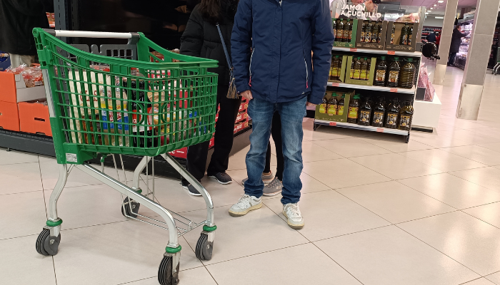 Caddies dans un supermarché Mercadona en Espagne, illustration des prix des courses en Espagne