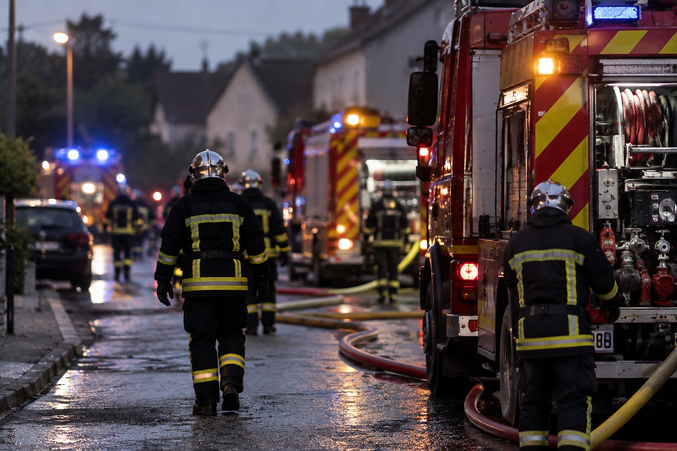 Pompiers mobilisés lors d’un incendie de nuit – image d’illustration
