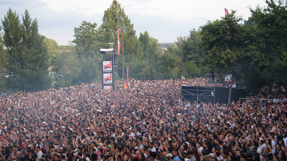 Grande foule rassemblée lors d'un concert en plein air à Toulouse