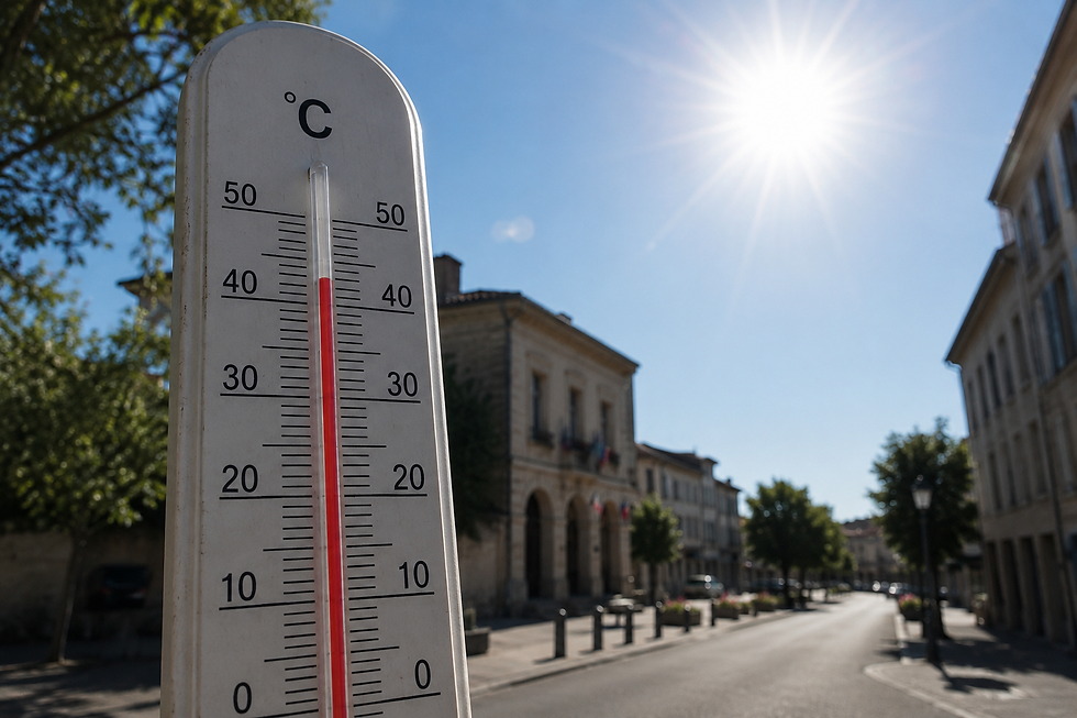 Un thermomètre sous un soleil de plomb lors de l'épisode de vigilance rouge canicule qui frappe la Haute-Garonne en juin 2026.