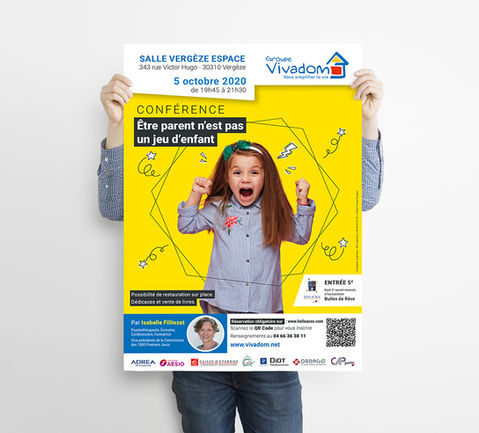 Création d'une affiche de conférence par Michel Douliez, graphiste chez MD Graphisme à Nîmes et ses alentours.