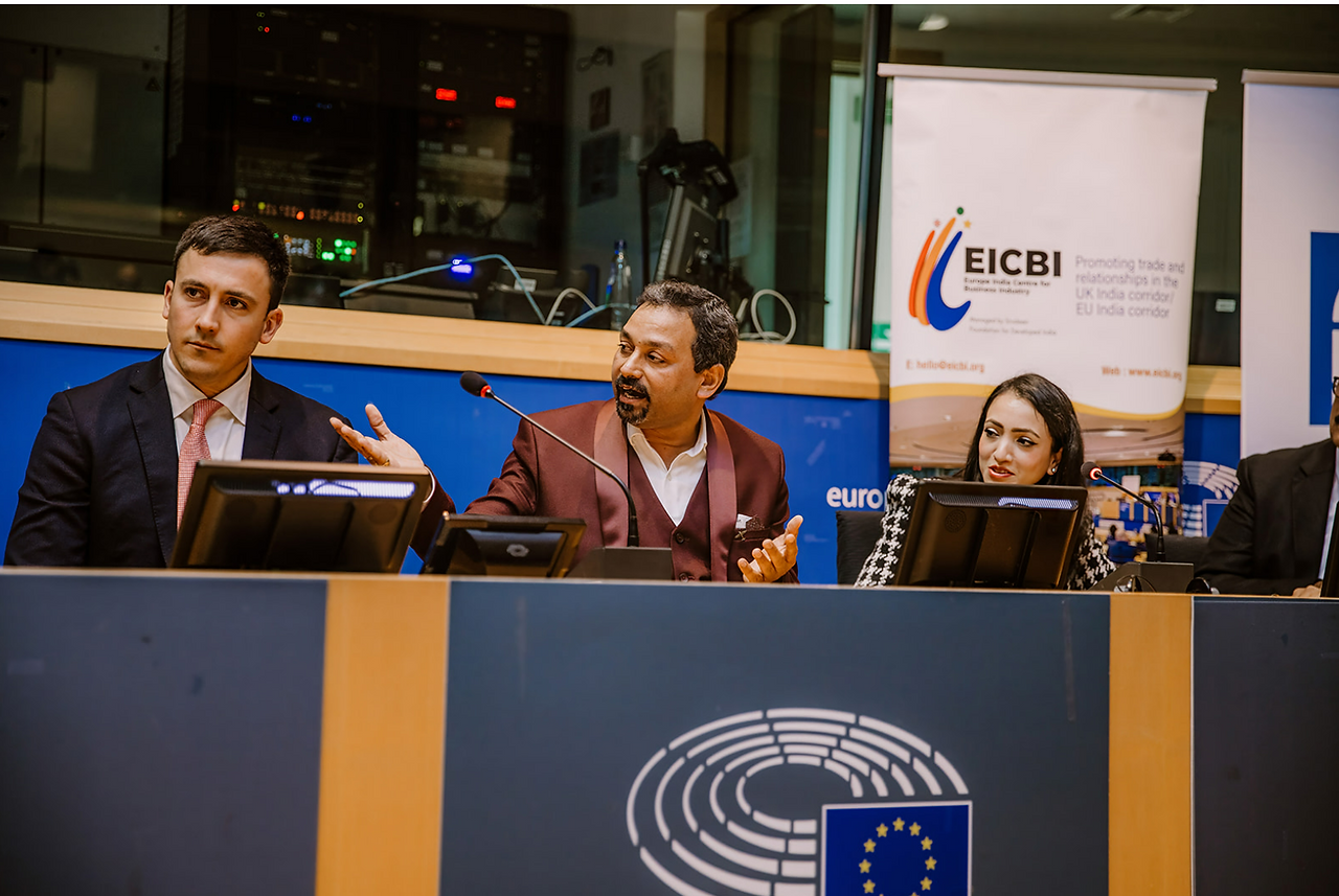 panel discussion on collaboration opportunities between the EU and India in the healthcare/ medical equipment industry.. EU India Leaders Conference 2024 at European Parliament in Brussels. Organised by Europe India Centre for Business and Industry EICBI to promote EU India relations
