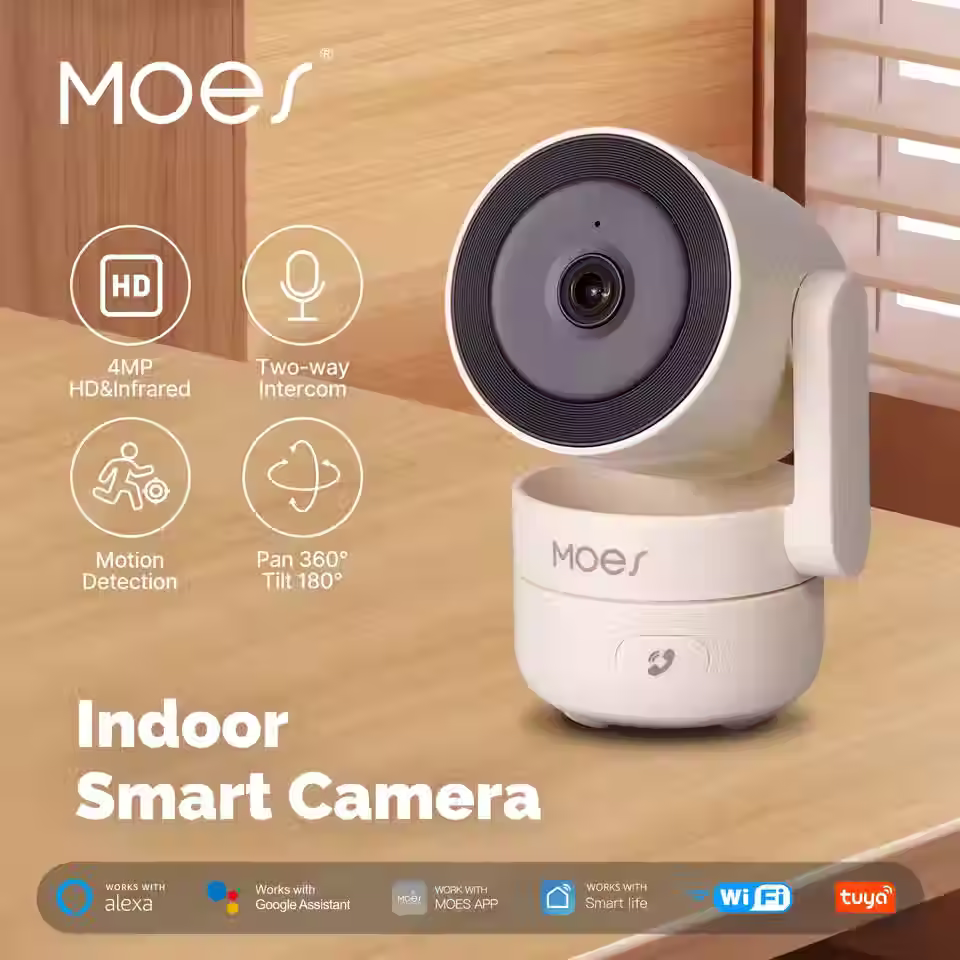 MOESTuya WiFi Indoor Pan/Tilt Smart Security Camera 4MP HD Infrared Night Vision