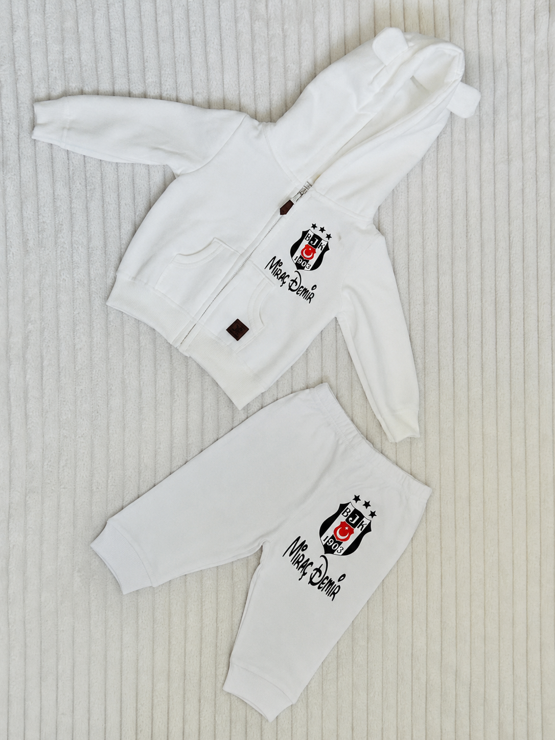 Besiktas Set Anzug Jacke mit Kapuze und Hose Personalisiert