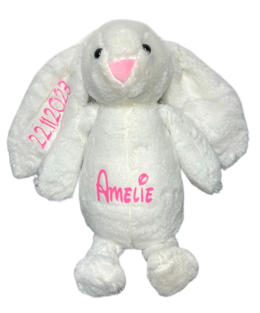 Thumbnail: Kuscheltier Hase Personalisierbar mit Schnuller mit Motiv