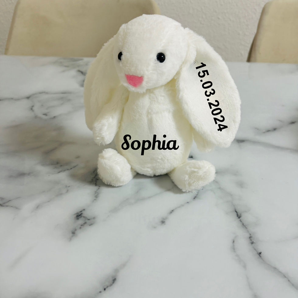 Miniature : Lièvre en peluche Personnalisable avec tunique avec motif