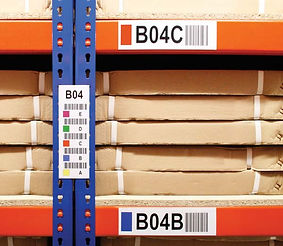 Location labels on warehouse racking