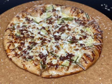 Pickle Pizza from Maverick's Pizza Hangar located in Somerset Center, Michigan.