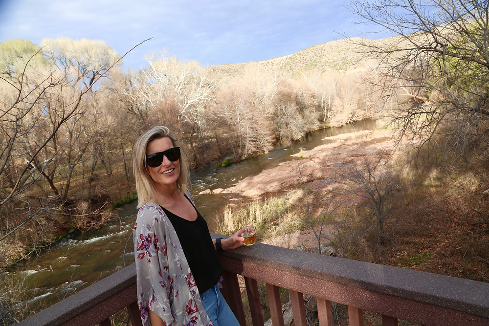 woman, wine, wine tasting, sedona, Page Springs winery, patio, Cornville