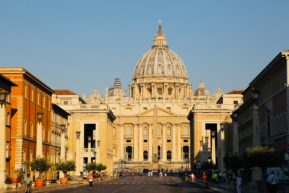 Stunning image from the road leading up to St. Peter's Basilica in the Vatican City