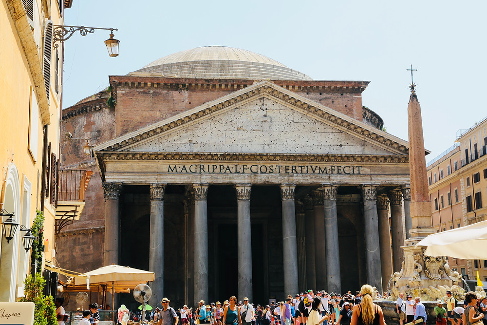Summers day outside the front of the Pantheon in Rome