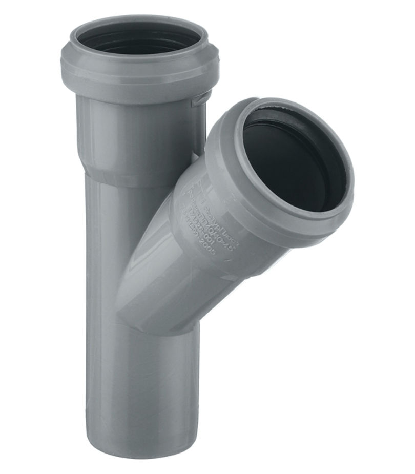 Тройник Pro Aqua Comfort d40 мм 45° пластиковый для внутренней канализации