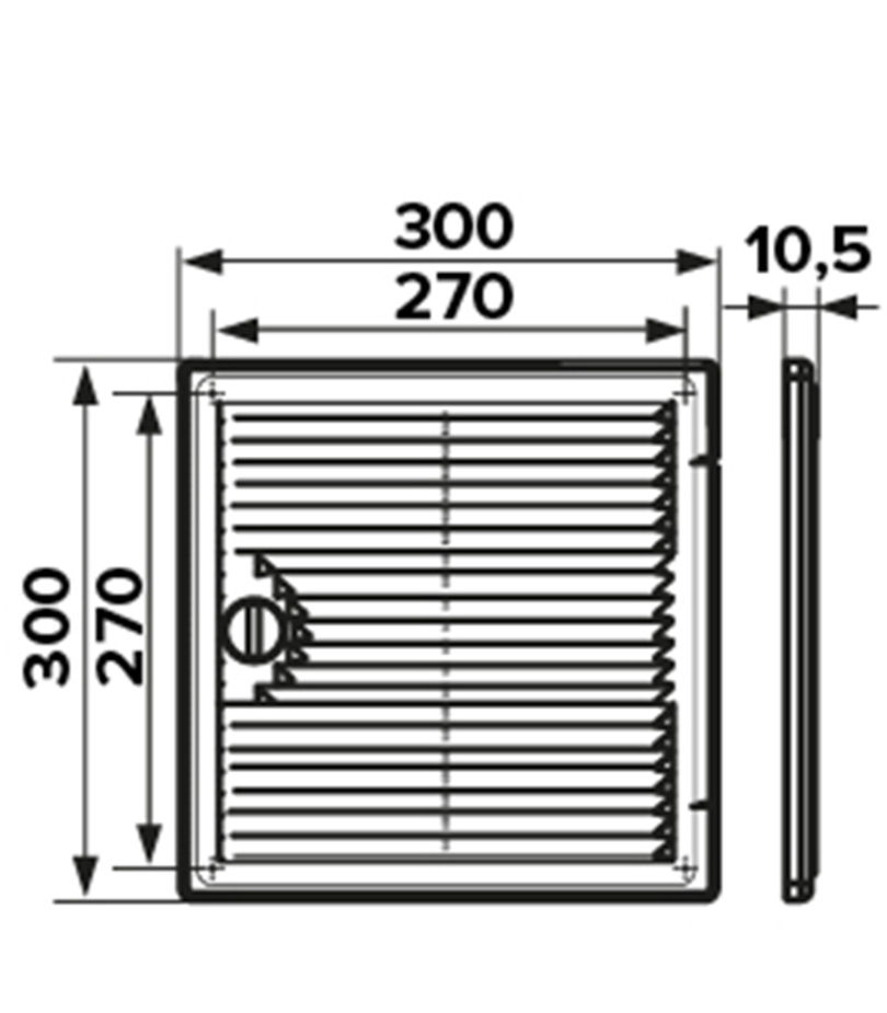 Миниатюра: Люк ревизионный ERA Декофот пластиковый 300х300 мм накладной с решеткой