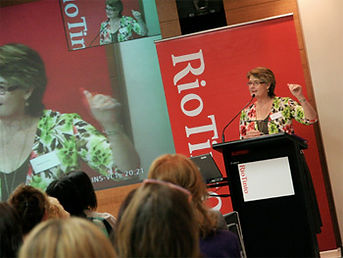 Margaret Cutler public speaking at Rio Tinto