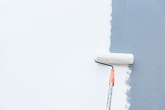 Roller Brush Painting, Worker painting on steel surface wall by the roller brush for prote