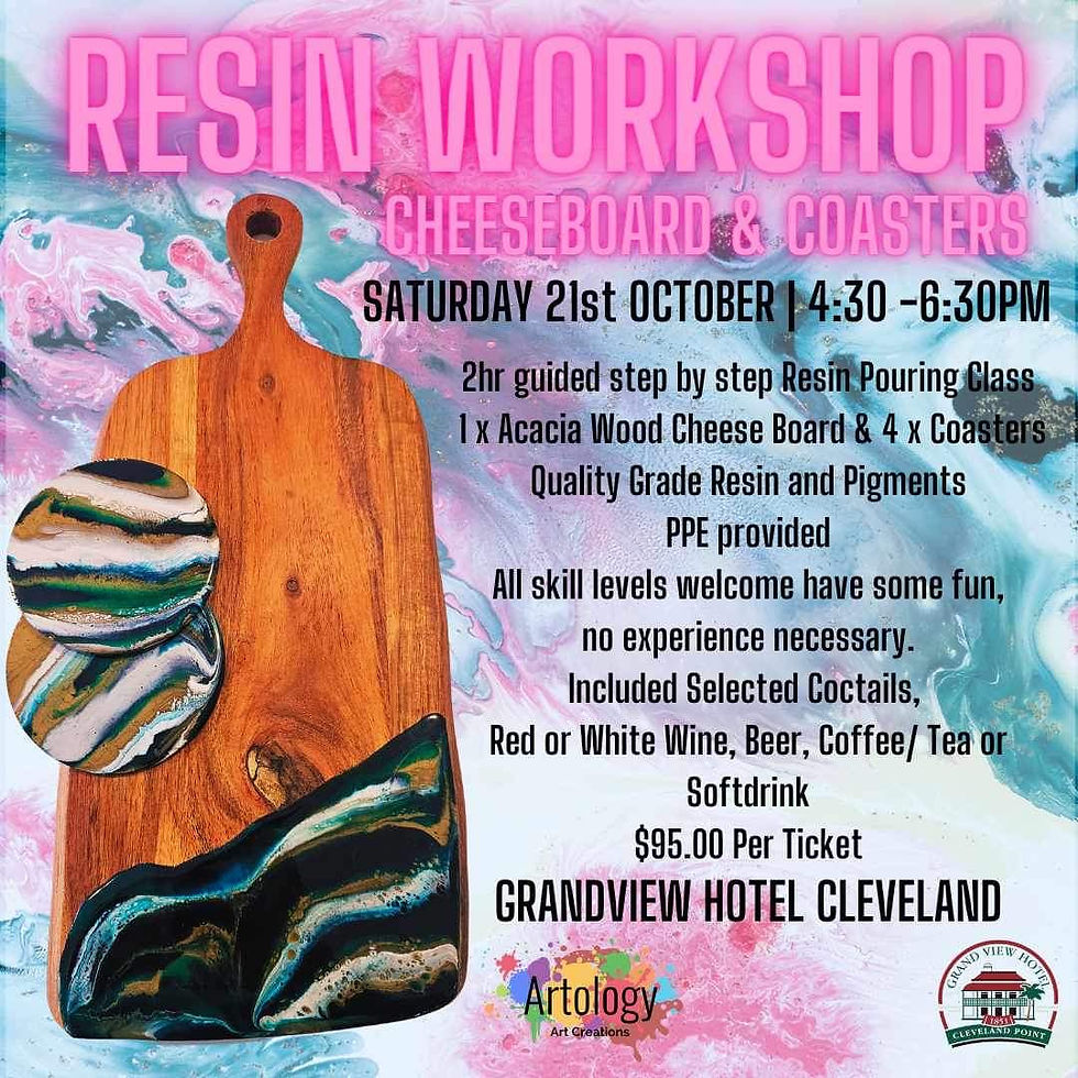 POUR N SIP - RESIN CHEESEBOARD AND COASTERS WORKSHOP
