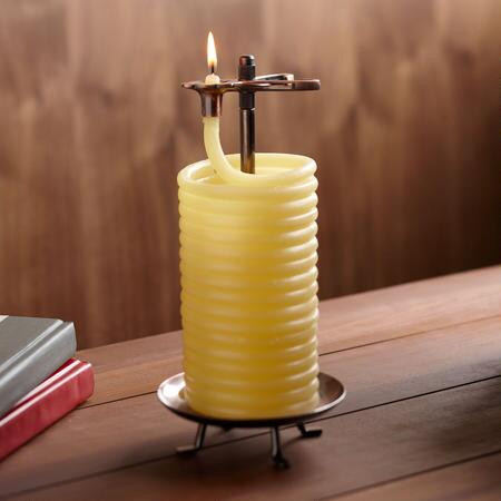 Vertical coil beeswax candle - retro antique style