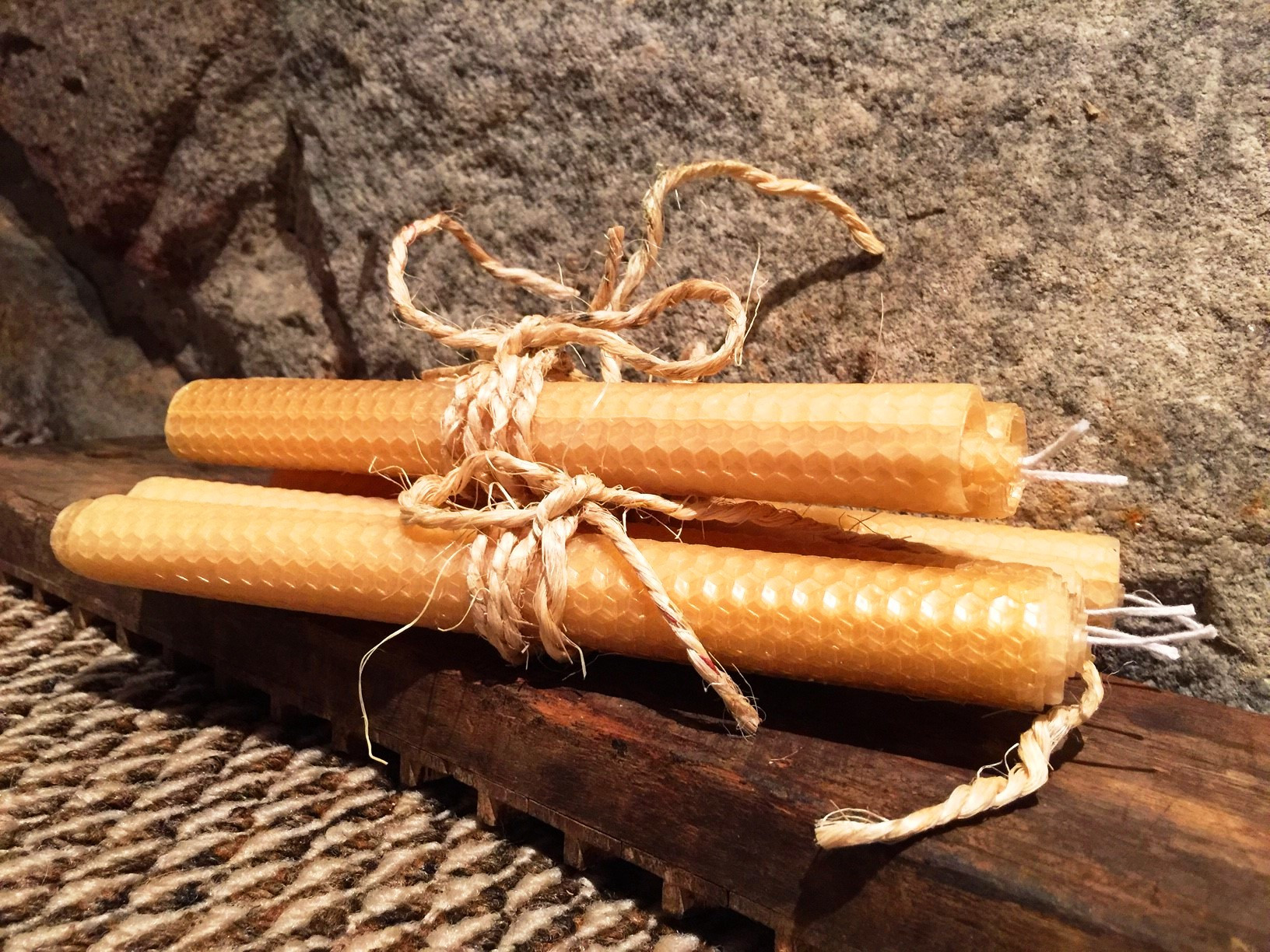 Beeswax Candles - rolled 9 inch taper - 1 pair